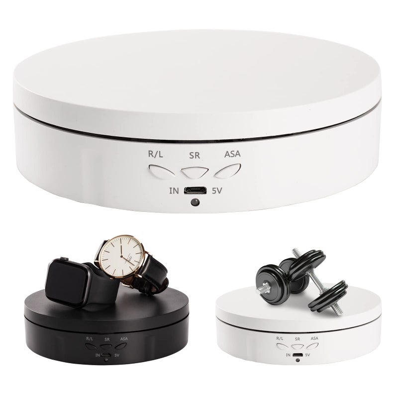 22 lbs Motorized Rotating Display Stand for Jewelry 360 Degree Automatic Mute Rotating Display Stand Electronic Turntable with USB Charging Port for Display Photography Products Cupcakes Toys