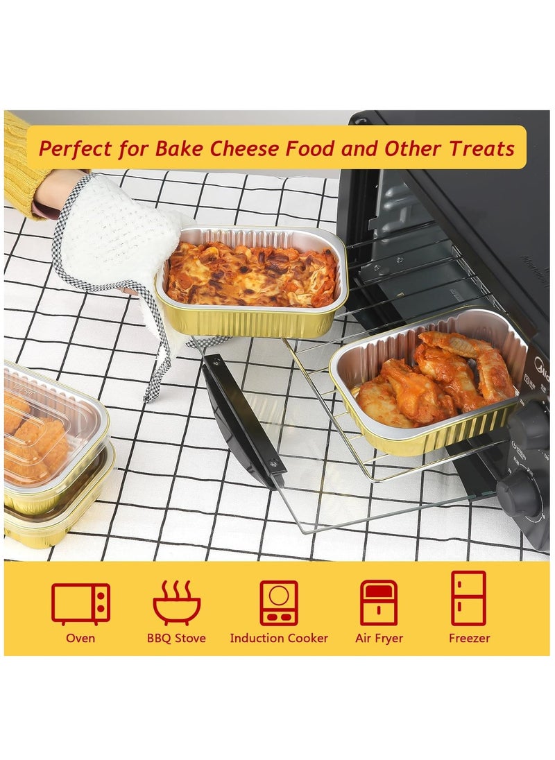 Generic 30 Pack of 16oz Small Aluminum Foil Baking Pans with Lids, Disposable Takeout Containers for Leftovers, Individual Pie and Cake Holders, Perfect for Food Storage and Serving.  - Image 2