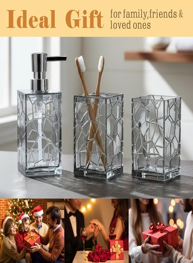 Dolcety Bathroom Accessories Set 4 PCS Acrylic Countertop Set with Soap Dispenser,Toothbrush Holder,Tumbler,Soap Dish,Boho Modern Bathroom Decor,Gift for Women & Men (Grey) - Image 4