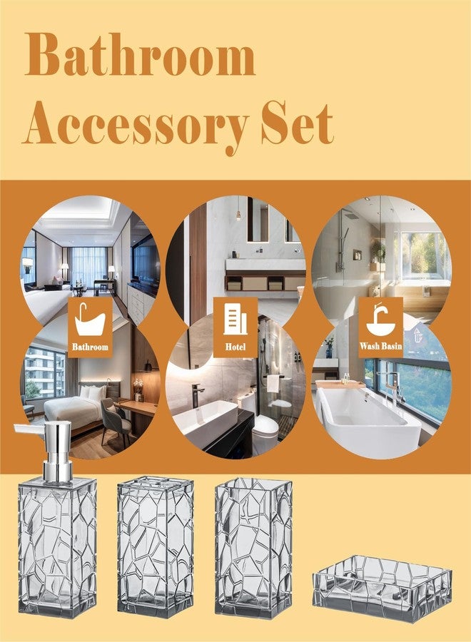 Dolcety Bathroom Accessories Set 4 PCS Acrylic Countertop Set with Soap Dispenser,Toothbrush Holder,Tumbler,Soap Dish,Boho Modern Bathroom Decor,Gift for Women & Men (Grey) - Image 5
