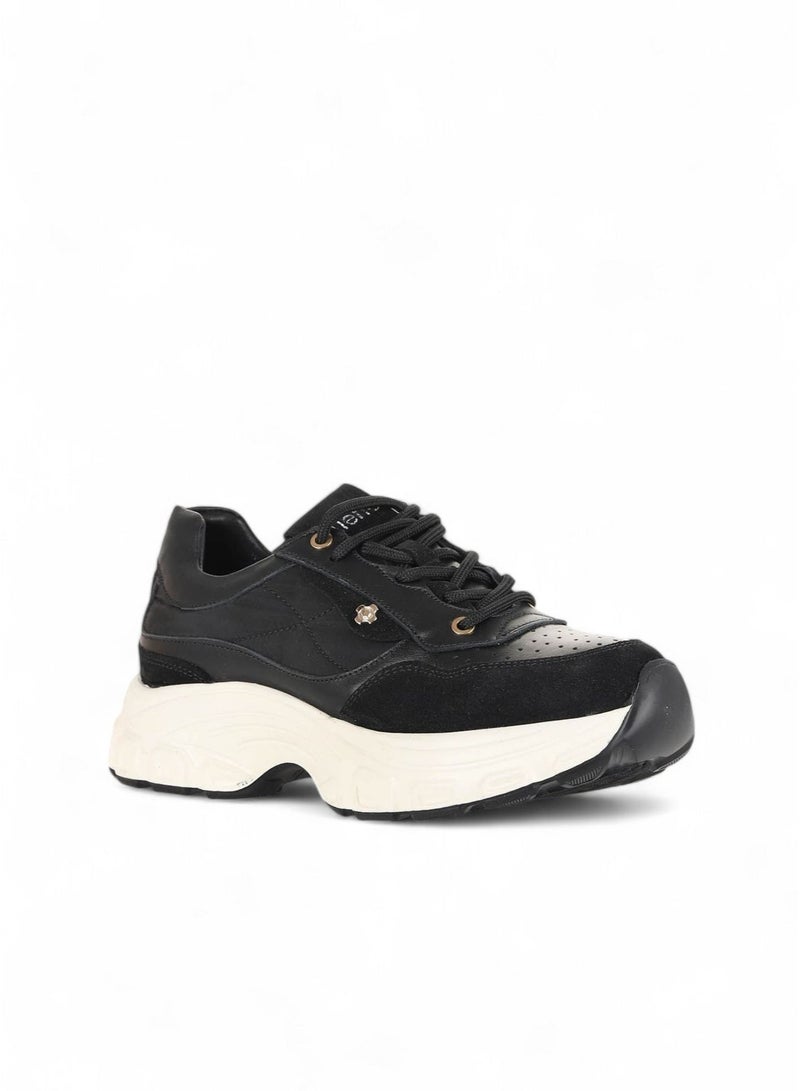 BUENO Women's Chunky Sole Sneakers – Stylish Lace-Up Trainers with Suede and Mesh Panels for Sporty Casual Wear - Image 2