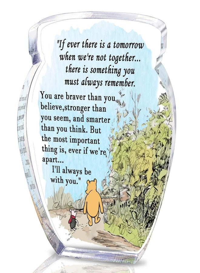 TAGDANK Hunny Pot Shape Acrylic Desk Decor Winnie Long Distance Friendship Gifts Inspirational Gifts, Pooh Quotes Desk Sign Decor, Birthday Gifts Graduation Gifts for Women Best Friend Mom Sister - 01 - Image 1