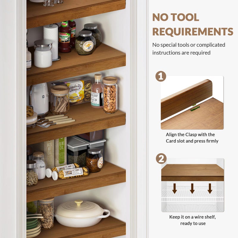 Gashell Wire Shelf Covers, Bamboo Wire Rack Covers for Pantry, Closet (5pcs, 22" W x 12" D) - Image 2