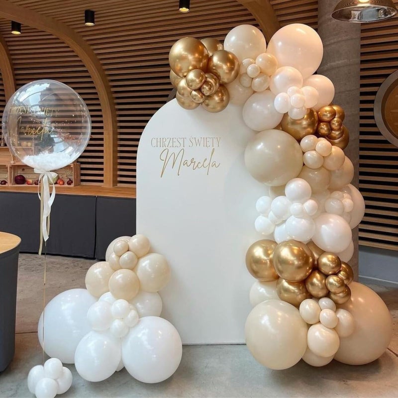 Paeyeq Beige White Gold Balloons, 60PCS Nude Metallic Champagne Gold Cream White Clear Balloon Ivory White Sand Transparent Neutral Balloons for Birthday Boho Wedding Anniversary Engagement Party Decoration - Image 4