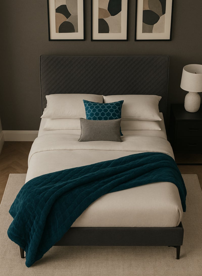 KustomDeco Modern Quilted Upholstered Bed Frame with Headboard | Customizable Bed Charcoal Grey, Elegant Design & Strong Wooden Base | Luxury Queen Size Bed 150x200cm - Image 4