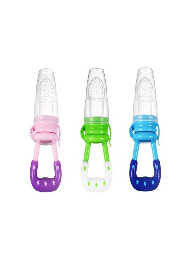ROFORUF Baby Silicone Food/Fruit Nibbler, Baby Food and Fruit FeederTeethers for Babies, Teether for New Born, BPA-Free Silicone Pouches (Green Blue & Pink-Pack of 3) - Image 1