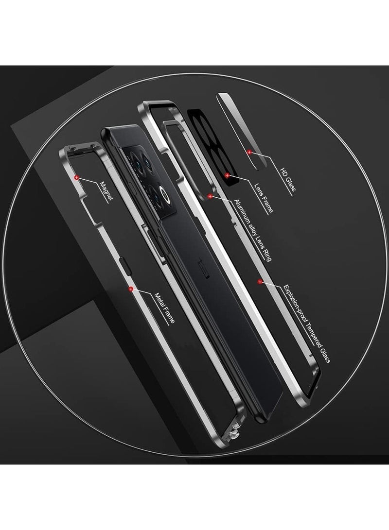 Redmi Note 13 Pro Plus 5G, Magnetic Body Metal Frame Thin Double Sided Clear Tempered Glass Shockproof with Camera Protection Cover - Image 2