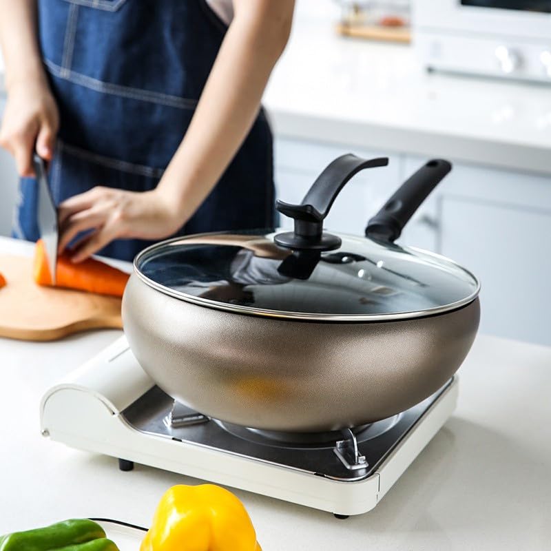Jolfay Heavy Duty Pan with Handle, Bakers and Moulders Chinese Wok with Handle Stir-Fry, Deep-Frying, and More – Versatile, Easy-to-Clean Cooking 10Cm X 30Cm, Non-Coated & Non-Stick, Gas Stove Comp - Image 1