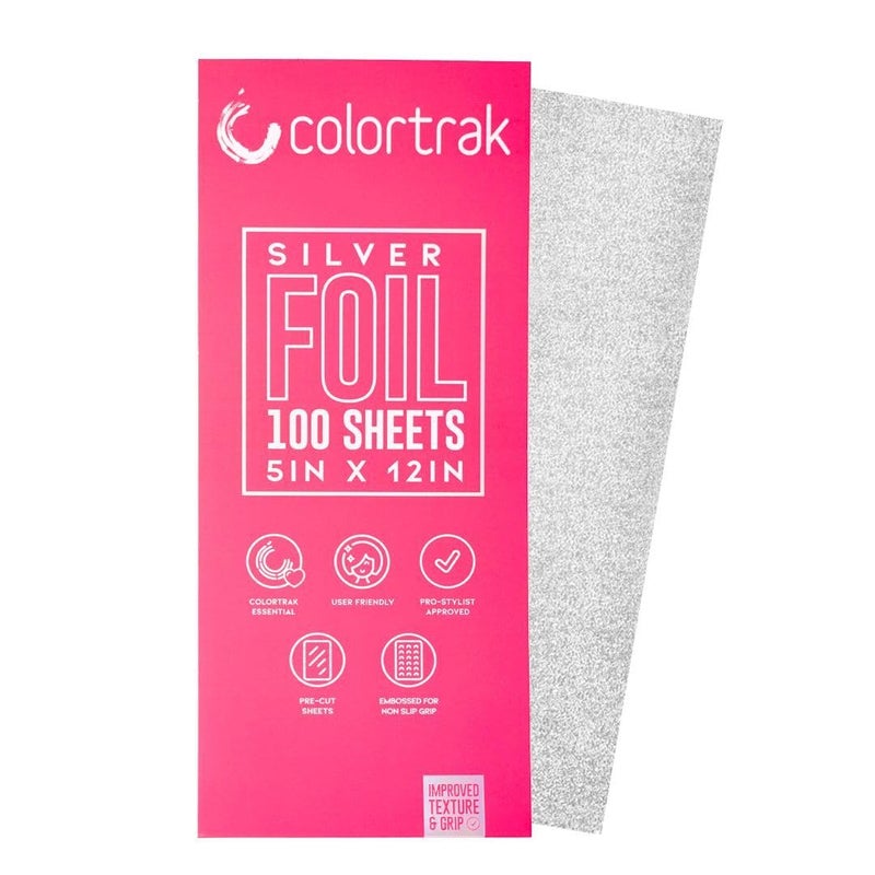 Colortrak Embossed Hair Coloring Foil Sheets, Professional, Convenient 5 x 16 inch Extra Long Pre-cut Sheets, Easy to Grab During Processing, Silver, No Separating Tissues Need, 200 Foils Per Box - Image 1