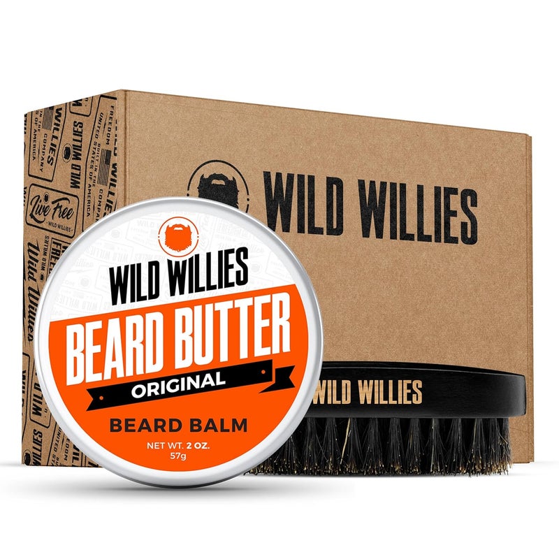Wild Willies Beard Brush  Beard Balm LeaveIn Conditioner Kit Boar Bristles Travel Size ErgonomicallyDesigned Handle Promotes Fast Beard Growth  Removes Itch