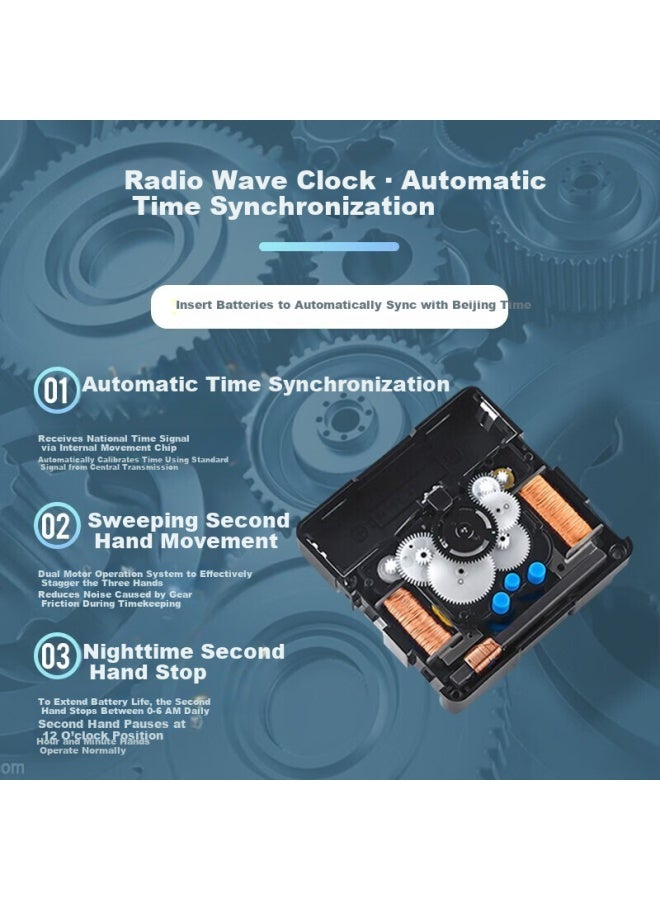 Timess Radio-controlled Wall Clock Automatic Time Setting Living Room Clock New Temperature Calendar Wall Clock 36cm - Image 5