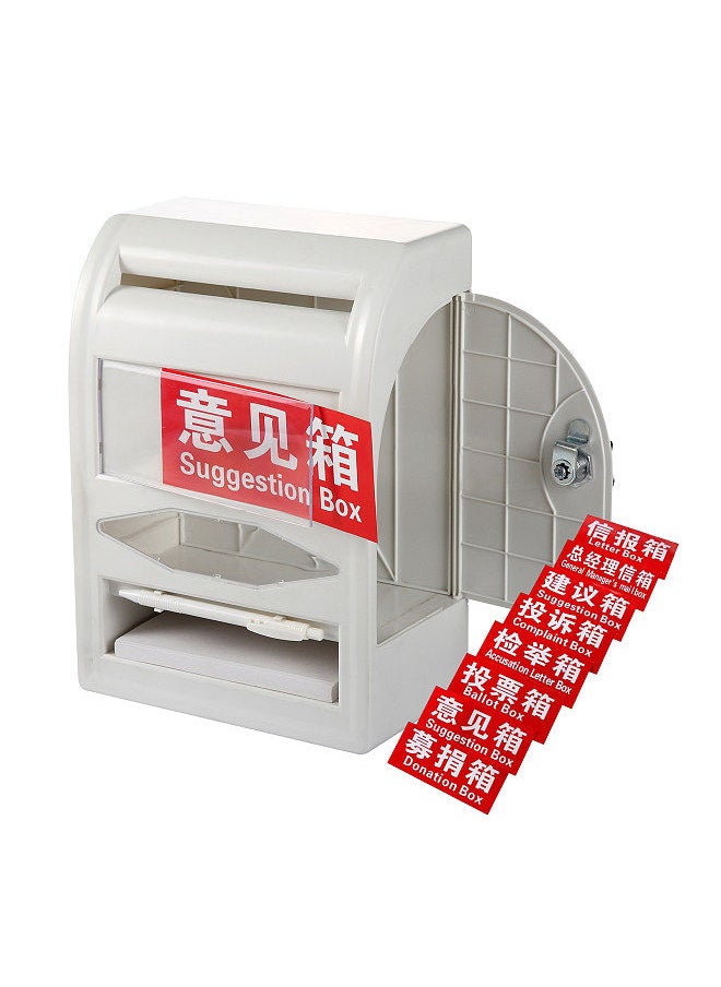 Multifunctional Suggestion Box with Lock Design Paper Pen Keys 8 Replaceable Tags Ballot Box Donation Box Letter Box Complaint Box