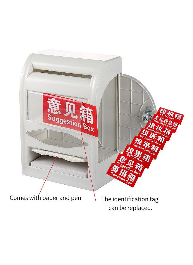 Multifunctional Suggestion Box with Lock Design Paper Pen Keys 8 Replaceable Tags Ballot Box Donation Box Letter Box Complaint Box