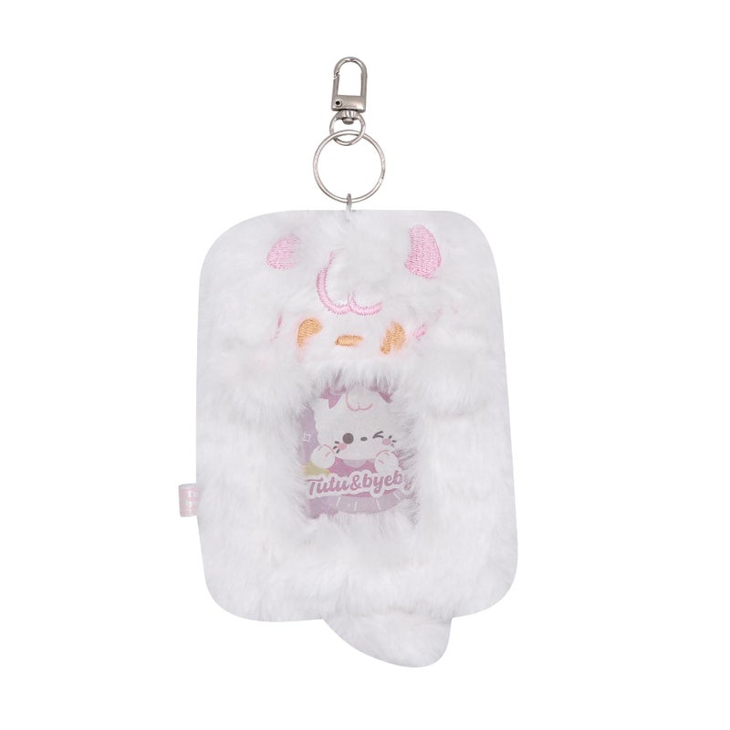 Caviotess Fuzzy Plush Kpop Photocard Holder with Keychain  Cute Cat Photo Sleeve Bank ID Credit Card Holder Stationery - Image 1