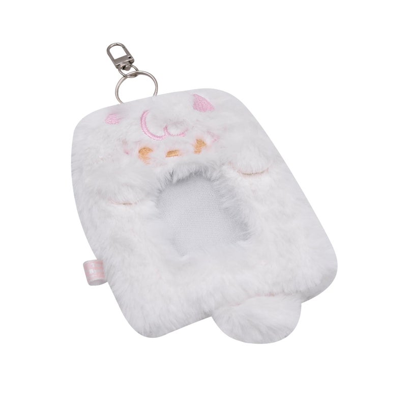 Caviotess Fuzzy Plush Kpop Photocard Holder with Keychain  Cute Cat Photo Sleeve Bank ID Credit Card Holder Stationery - Image 3