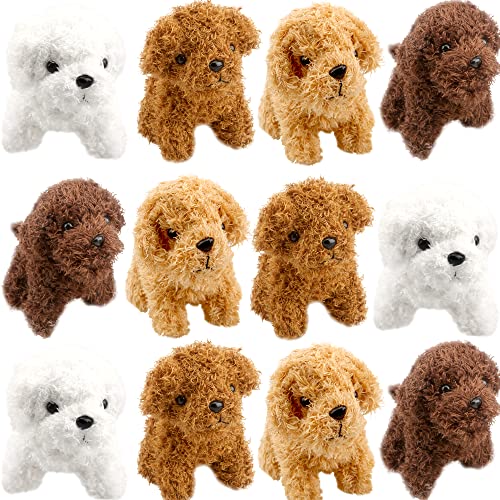 Haconba 12 Pack 472 Inch Mini Teddy Dog Plush Stuffed Puppy Animal Toy for Pendant Keychain Baby Shower Birthday Carnival Prizes Bag Fillers 4 Colors Puppy Dog Color 1 - Image 1