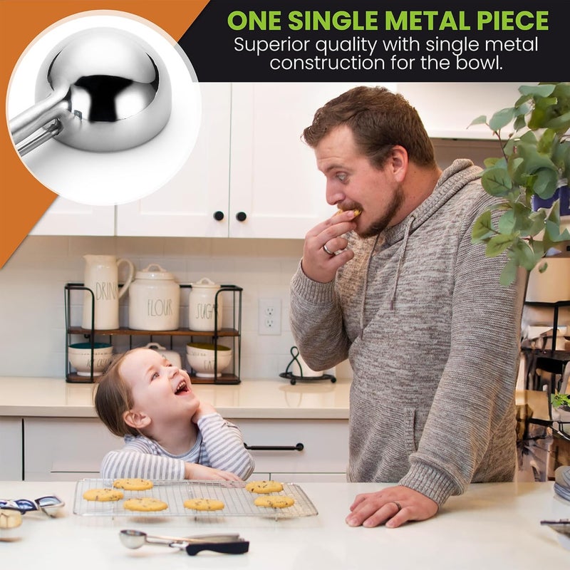 Spring Chef Small 1 Tablespoon Stainless Steel Cookie Scoop for Baking - Multifunctional #60 Cookie Dough Scoop with Trigger Release - Kitchen Scooper for Food - Dishwasher Safe Melon Baller - Black - Image 3