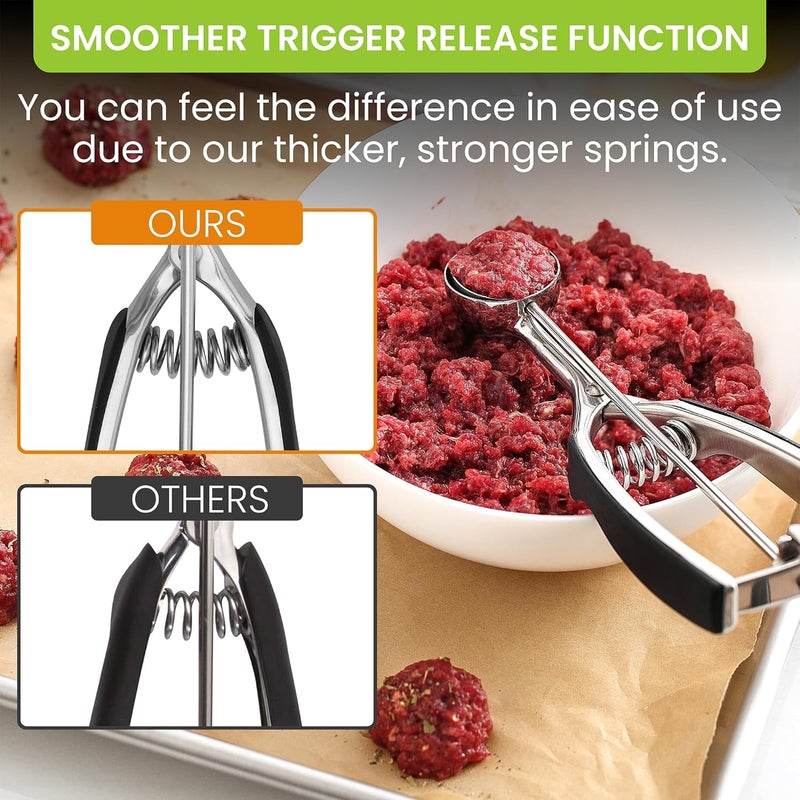 Spring Chef Small 1 Tablespoon Stainless Steel Cookie Scoop for Baking - Multifunctional #60 Cookie Dough Scoop with Trigger Release - Kitchen Scooper for Food - Dishwasher Safe Melon Baller - Black - Image 4