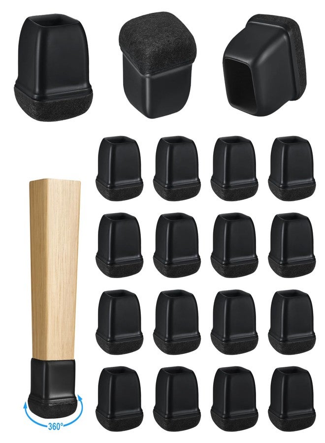 Yarehand 16 Pack Chair Leg Floor Protectors for Hardwood Floors, Square Rubber Furniture Sliders, 360°Felt Pad Bottom Wrapped Thickening Silicone Furniture Legs Caps Covers(Square,Black-M) - Image 1