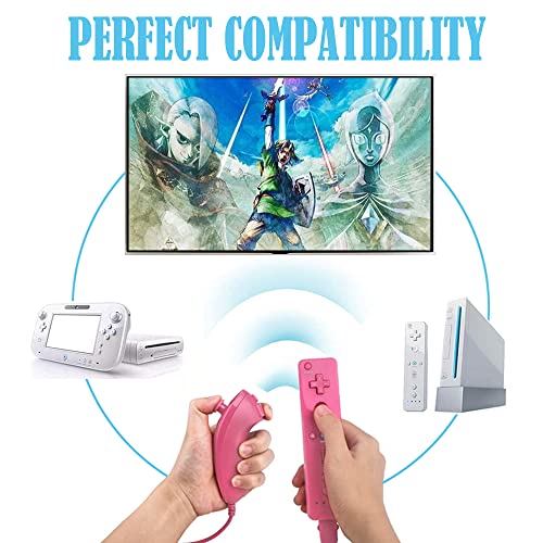 Tevodo Wii Remote Controller, 2 Packs Upgrade Wireless Controller Compatible with Wii Wii U Console(Pink and Blue) - Image 2