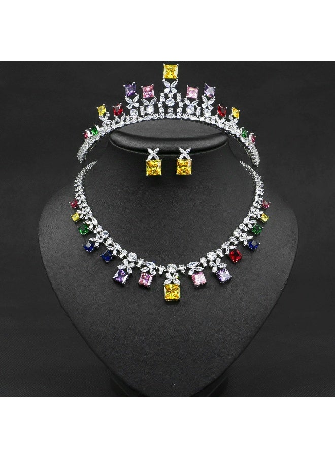 Ciara Bridal Jewelry: Blue Zircon Necklace, Earrings, Crown Set, Wedding Dress, Evening Dress, Banquet Accessories - Image 4