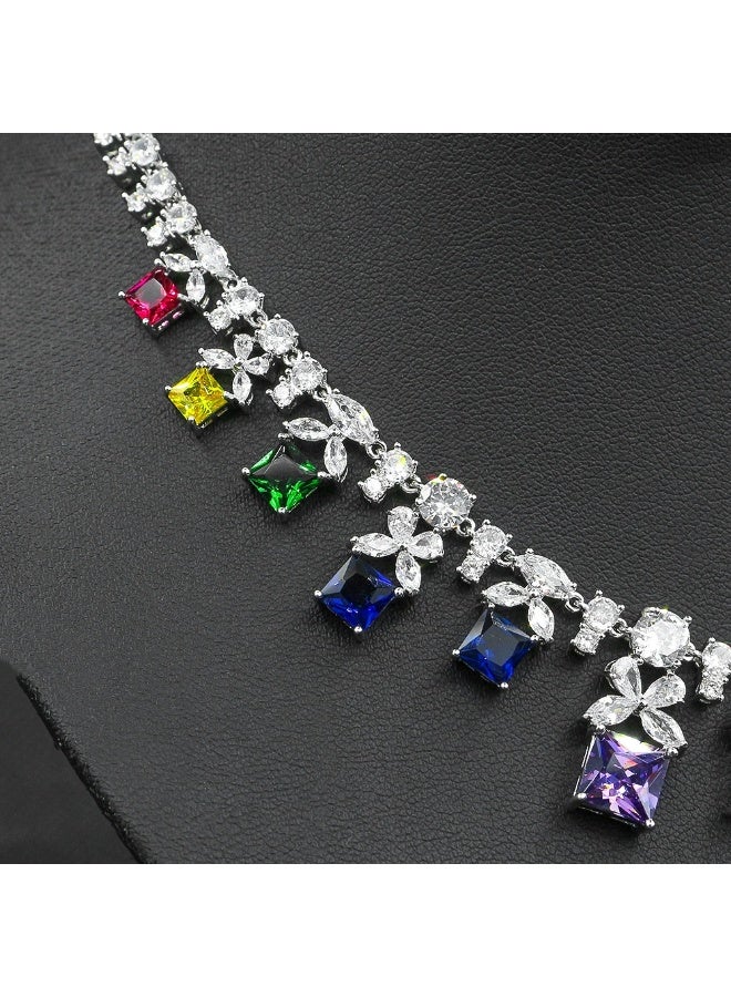 Ciara Bridal Jewelry: Blue Zircon Necklace, Earrings, Crown Set, Wedding Dress, Evening Dress, Banquet Accessories - Image 2