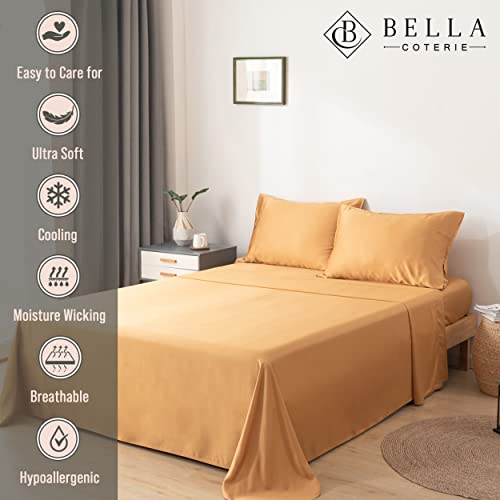 BC BELLA COTERIE Bella Coterie Luxury Bamboo Viscose Queen Size Sheet Set 100 Organically Grown Ultra Soft Cooling for Hot Sleepers 18 Deep Pocket Marigold - Image 3