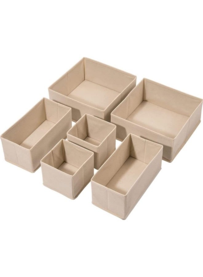 GGEROU Drawer Organizer Clothes, 6 Pack Underwear Drawer Organizer, Foldable Closet Organizers and Storage Dresser Drawer Dividers Beige  - Image 1