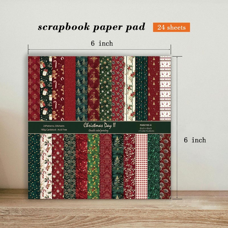 EAMOTOL 6 Inch Retro Pink Scrapbooking Paper Pad - 24 Sheets Double Sided Aesthetic Design Cards Paper for Photos Album Journals Material Decorative Collage Origami DIY Crafts Gifts Wrapping - Image 3