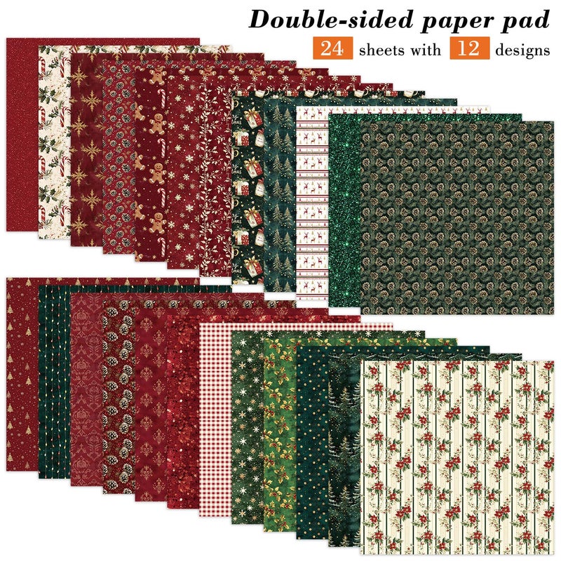 EAMOTOL 6 Inch Retro Pink Scrapbooking Paper Pad - 24 Sheets Double Sided Aesthetic Design Cards Paper for Photos Album Journals Material Decorative Collage Origami DIY Crafts Gifts Wrapping - Image 2