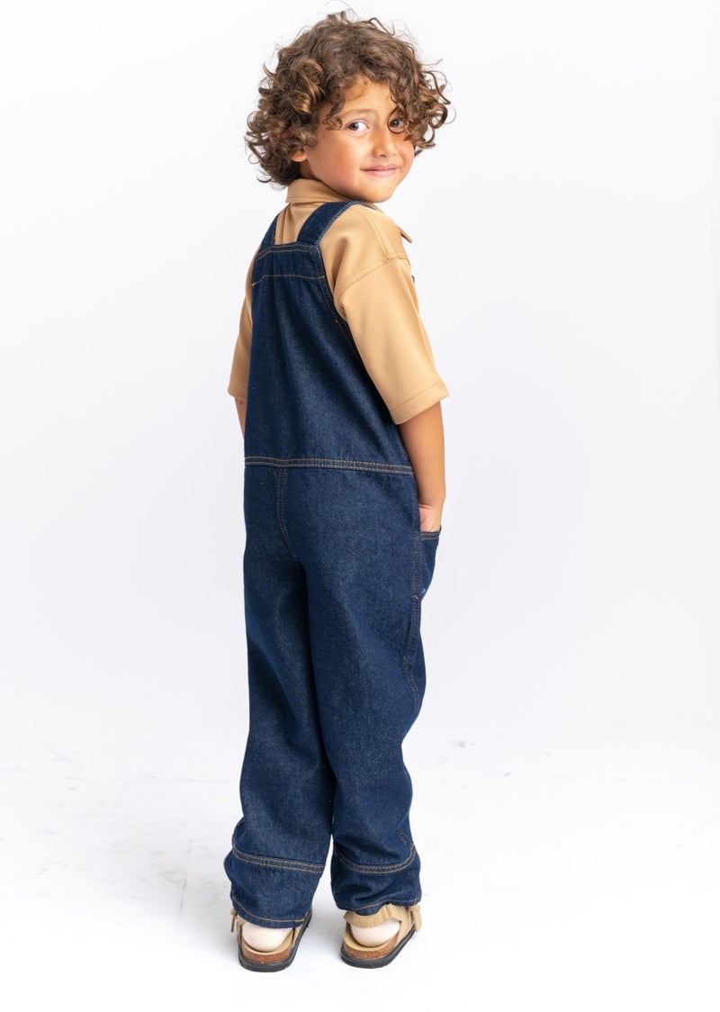 Oliven The Kid Unisex Side Pocket Long Leg Denim Overalls Blue  - Image 5