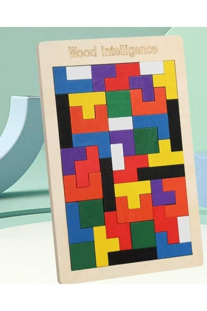Wooden Tetris Puzzle 18x27x0.8cm