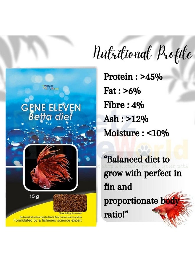 مجموعة من 3 عبوات (3 * 15 جرام) من طعام أسماك البيتا الغذائي من إنتاج شركة جين إليفن | فتات بطيئة الغرق لأسماك البيتا - Image 4
