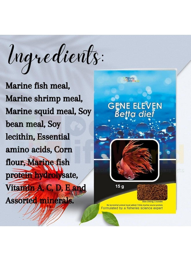مجموعة من 3 عبوات (3 * 15 جرام) من طعام أسماك البيتا الغذائي من إنتاج شركة جين إليفن | فتات بطيئة الغرق لأسماك البيتا - Image 3