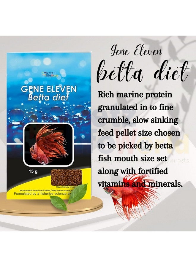 مجموعة من 3 عبوات (3 * 15 جرام) من طعام أسماك البيتا الغذائي من إنتاج شركة جين إليفن | فتات بطيئة الغرق لأسماك البيتا - Image 2