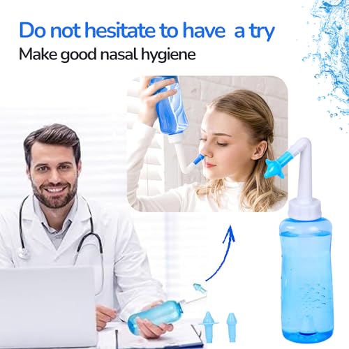 LOOPITO 500ml Manual Jal Neti Pot for Yoga - Nose Wash Cleaner With Sinus Nasal Pressure - Nasal Rinse Bottle- Sinus Rinse Nasal Irrigation for Adults and Children (Manual Valve, 500ml) - Image 5