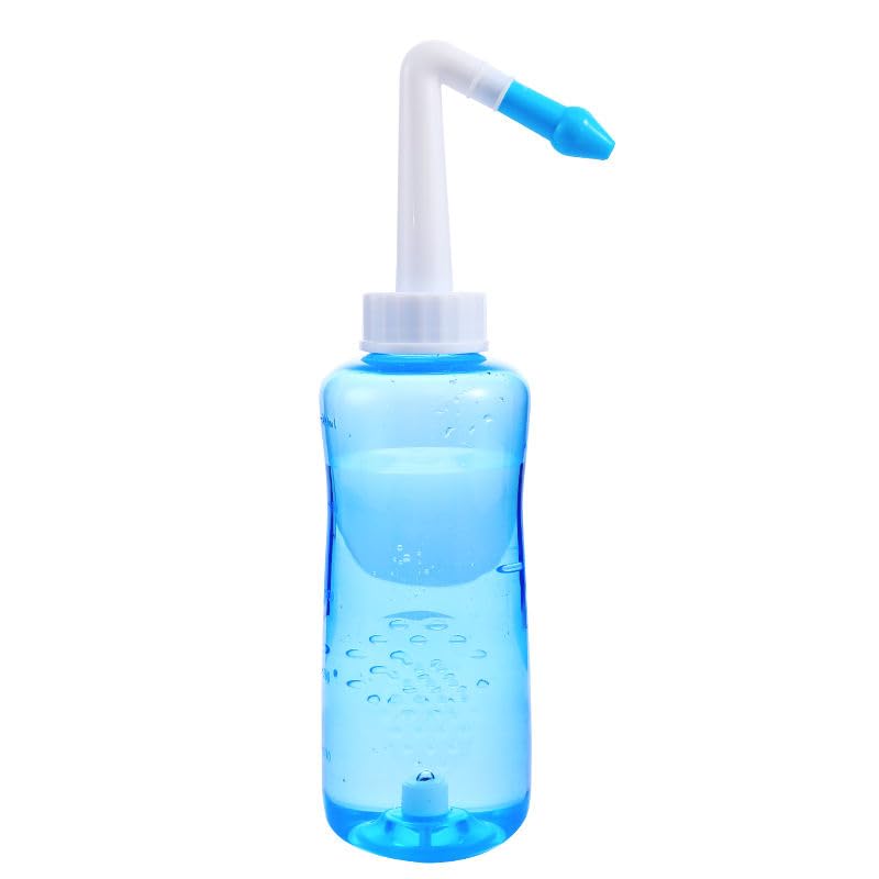 LOOPITO 500ml Manual Jal Neti Pot for Yoga - Nose Wash Cleaner With Sinus Nasal Pressure - Nasal Rinse Bottle- Sinus Rinse Nasal Irrigation for Adults and Children (Manual Valve, 500ml) - Image 1