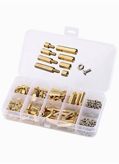 SYOSI M3 Pcb Hex Male Female Threaded Brass Standoffs, Copper Brass Pillars Standoff Circuit Spacer PCB Board Nut Screws Hex Round Single Cylinder Head with Box, Standoff Screws 120pcs  - Image 1