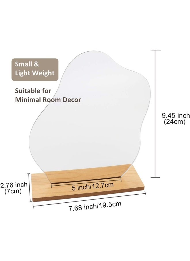 TPGP Irregular Aesthetic Vanity Mirror Frameless, Decorative Desk Tabletop Acrylic Mirrors with Wooden Stand for Living Room, Bedroom, and Minimal Spaces Home Decor - Cloud Shape  - Image 5