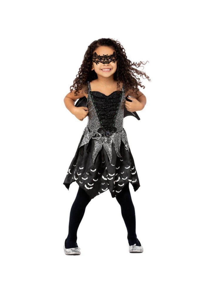 Smiffys Dark Bat Fairy Costume Dress, Wings & Eyemask - Image 2