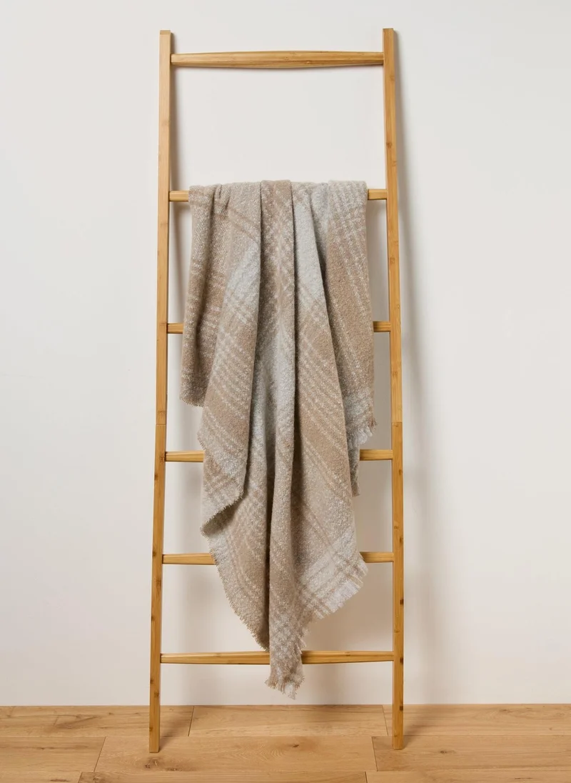 Matalan Natural Check Faux Mohair Throw