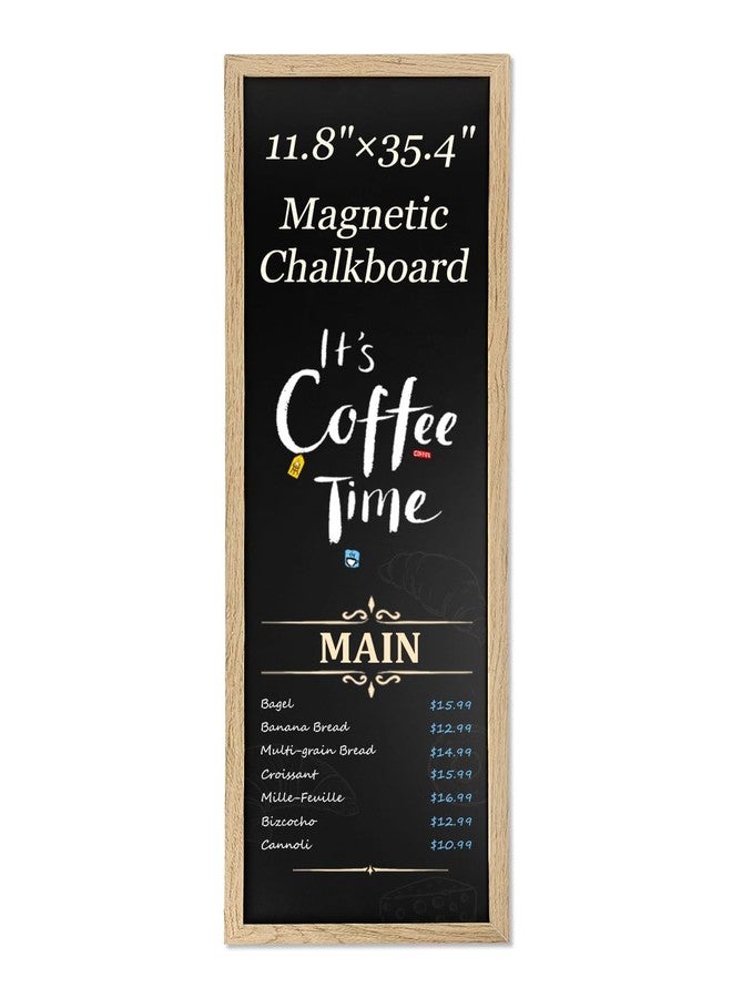 TORASO سبورة طباشيرية مغناطيسية للجدار، سبورة طويلة، قائمة طعام معلقة على الحائط للمطاعم، عربات الطعام، المطابخ، سبورة طباشيرية للمطبخ، البار، وديكور المنزل 11.8 بوصة × 35.4 بوصة - Image 1