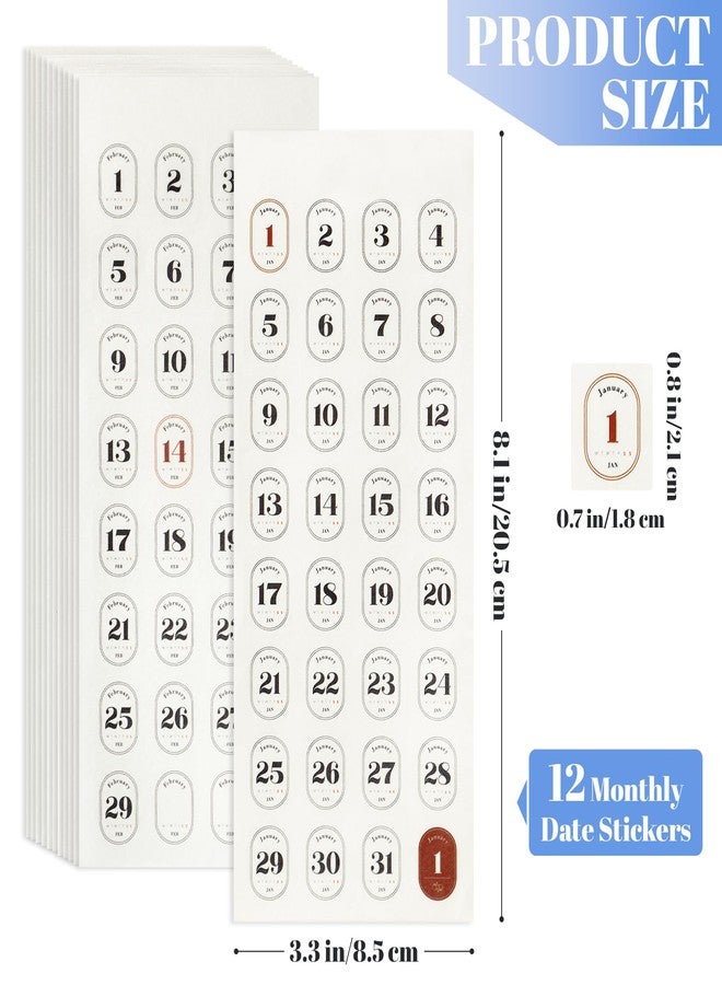 Aixoom 12 Monthly Planner Date Sticker Sheets, 365 Daily Planner Number Stickers, Decorative Planner Sticker Accessories - Image 2