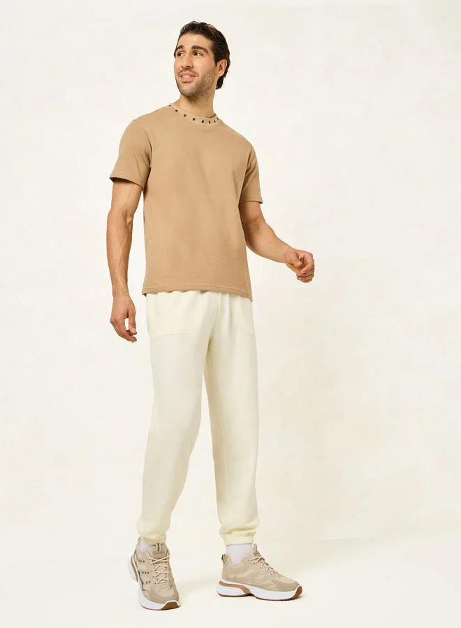 Styli Oversized Terry Jogger with Panel Pocket & Elasticated Cuff