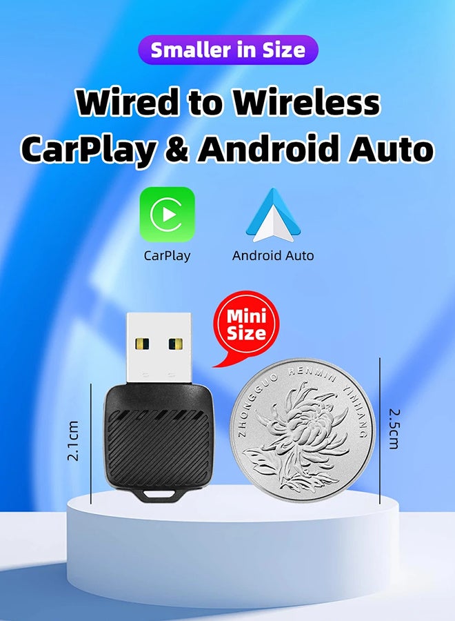 Generic Mini Wireless Android Auto Adapter Wireless CarPlay, Dongle 2in1 Car Intelligent Systems AI Smart Box, For Car With Wired CarPlay  - Image 1