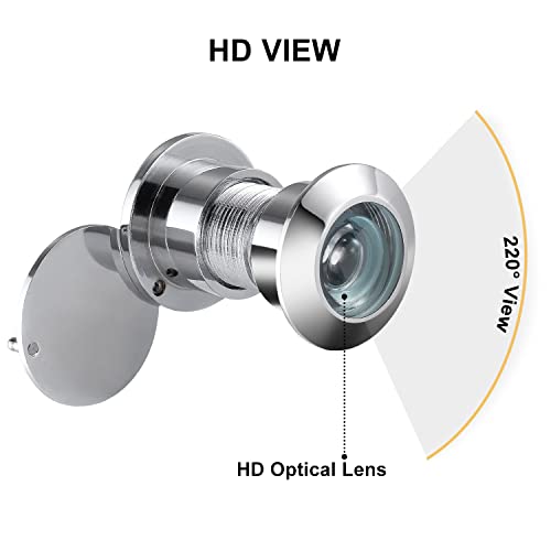 Earl Diamond - Security Peek Peep Holes for Front Door, Solid Brass 220-Degree Door Viewer Peephole with Heavy Duty Rotating Privacy Cover for 1-21/32" to 2-1/8" Doors for Home Office Hotel, Chrome - Image 4