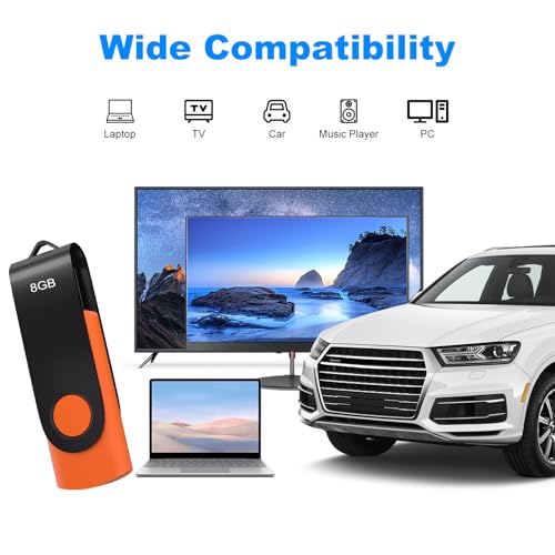 XINWAY 8GB USB 2.0 Flash Drives Thumb Drive Memory Stick, (5 Pack 8GB Five Colors: Black White Blue Green Orange) - Image 4