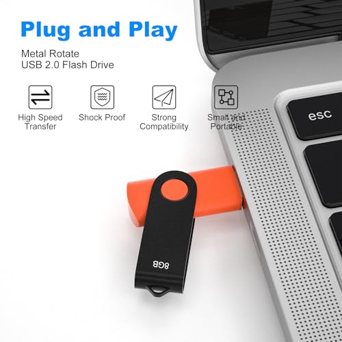 XINWAY 8GB USB 2.0 Flash Drives Thumb Drive Memory Stick, (5 Pack 8GB Five Colors: Black White Blue Green Orange) - Image 5