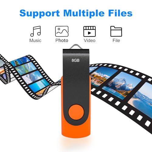 XINWAY 8GB USB 2.0 Flash Drives Thumb Drive Memory Stick, (5 Pack 8GB Five Colors: Black White Blue Green Orange) - Image 3