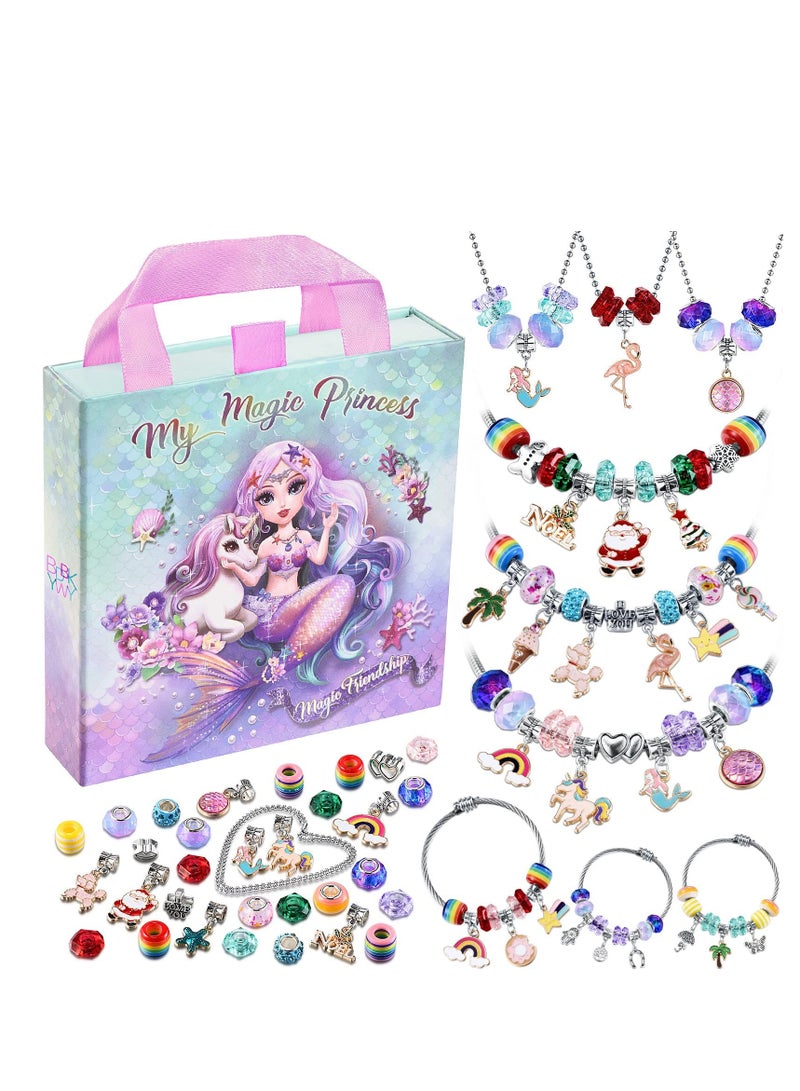 Excefore Charm Bracelet Making Kit Teen Girl Gifts Jewelry Making Kit Unicorn Mermaid Girl Toys Art Supplies Crafts for Girls Age - Image 1